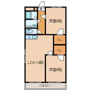 ラフィネ陽南【2階】の間取り