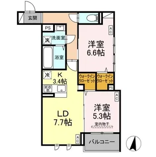 Casa Bianca上杉【2階】の間取り