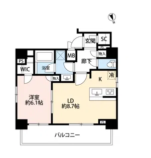 フェルクルール上野根岸【7階】の間取り