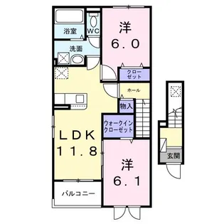 リバーサイドB【2階】の間取り