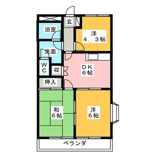クィーンズコートB【1階】の間取り
