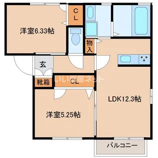 プリムローズ壱番館【1階】の間取り