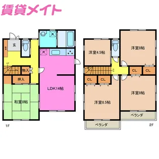 三重県津市大園町【一戸建】の間取り