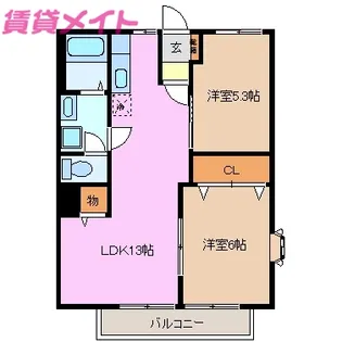 リバーヴィレッジ【1階】の間取り