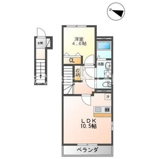 【角部屋】トータス・セブン【2階】の間取り