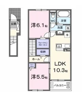 高知県香南市野市町東野【アパート】の間取り