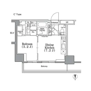パークハビオ飯田橋【7階】の間取り