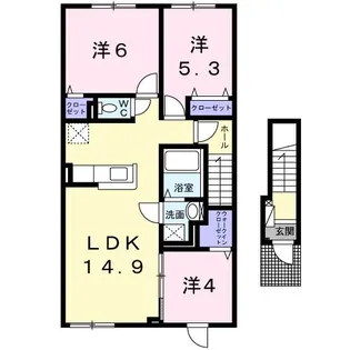 ビリーブグットV【2階】の間取り