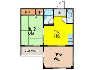 マナベハイツ帝塚山【2階】の間取り