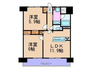 ル・ドゥーズィエム・シャピトゥル福島【4階】の間取り
