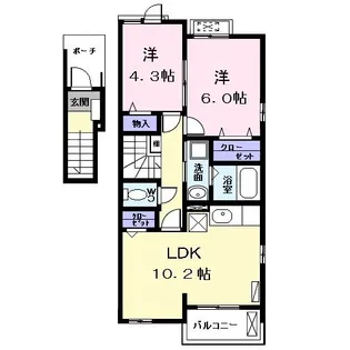 フローラル大野木【2階】の間取り