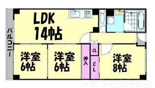 泉佐野メゾンドフルール【4階】の間取り