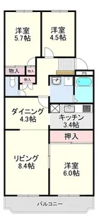 川越グリーンパーク I-2号棟【4階】の間取り