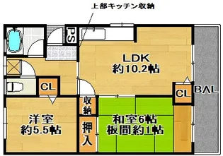 油山住宅18棟【3階】の間取り