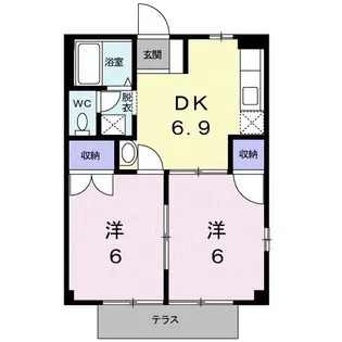 ニューシティはるかぜB【1階】の間取り