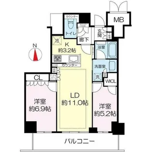 ジオタワー天六【22階】の間取り