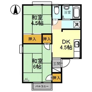 ハイツ水越 B【2階】の間取り