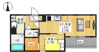 岡山県岡山市北区神田町1【アパート】の間取り