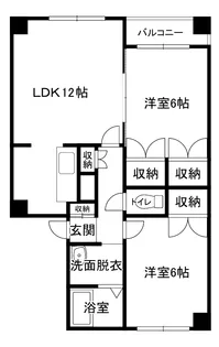 旭川市川端町4条7丁目2LDKマンション【2階】の間取り