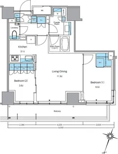 ルフォンプログレ渋谷ヒルトップ【18階】の間取り