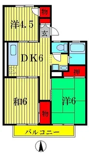 ニコーホームハイツA館【2階】の間取り