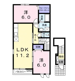 ブルメリアガーデンD 角部屋【2階】の間取り