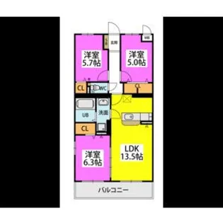 GRAN GRACE久留米南II【4階】の間取り