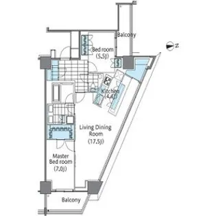 コンフォリア新宿イーストサイドタワー【16階】の間取り