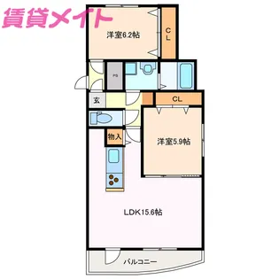 メゾンルミエールII【2階】の間取り