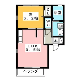 ESPOIR水源 A【1階】の間取り