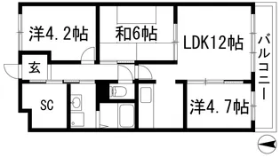 フィオーレ甲東【1階】の間取り