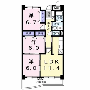 グランデ城南【2階】の間取り