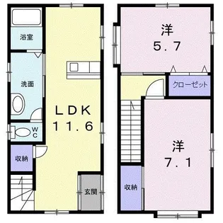 レジデンス梶賀I【1階】の間取り