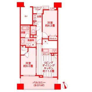 ライオンズマンションセントワーフ横濱【10階】の間取り