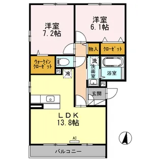 ザ・パーシモンD【2階】の間取り