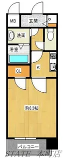オーパスグラン谷町【9階】の間取り