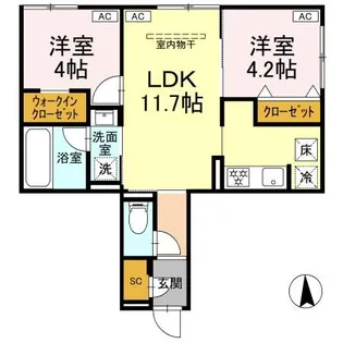 セレスティア上井草【1階】の間取り