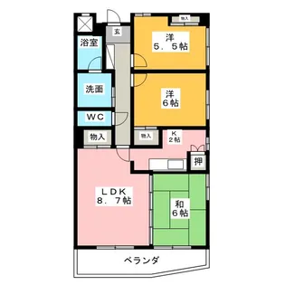 ローズガーデン楠元【3階】の間取り