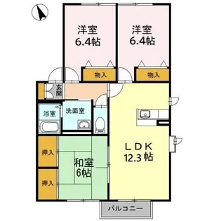 レシェンテ徳力 D棟【1階】の間取り