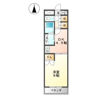 1DKの間取り画像