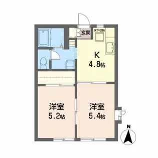 ウエストヴィラ栗生【1階】の間取り