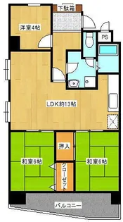 シンコー熊本駅前スカイマンションII【6階】の間取り