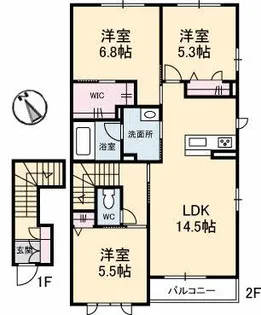 パピリオ・タウン D棟【2階】の間取り