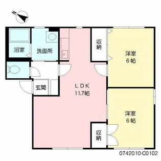 アンシェラ形貝 C棟【1階】の間取り