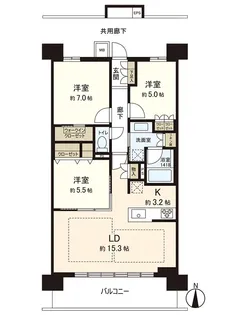 レーベン小鶴新田THE ONE【7階】の間取り