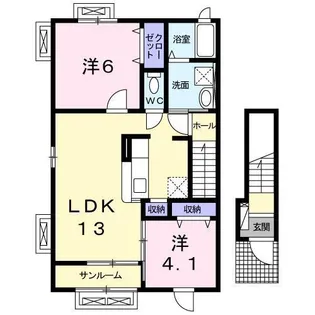 サニーマーヨバレーA【2階】の間取り