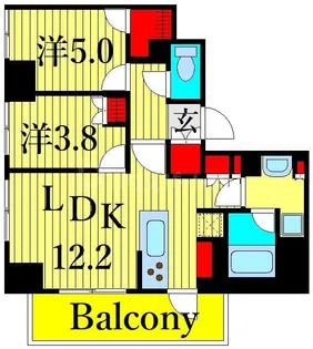 ワンルーフフラット町屋【3階】の間取り