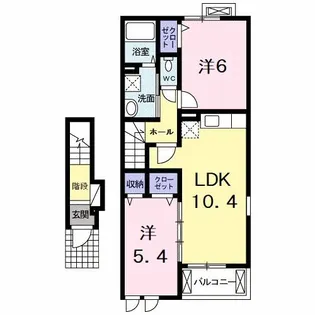 カーサ デッレ アルピA【2階】の間取り