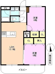 グランドハイツ北上田【1階】の間取り