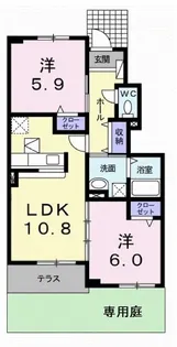グラン フルール ジャルダンA【1階】の間取り